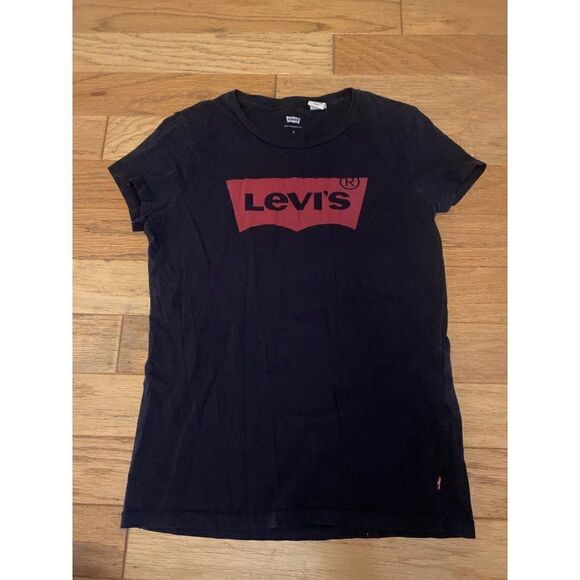 Levi's women's black classic logo single stitch short sleeve t-shirt size small - Picture 1 of 8